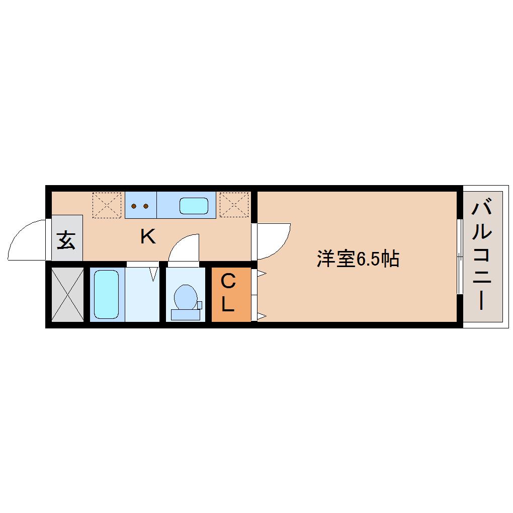 ビューファイン台原(1K/1階)の間取り写真