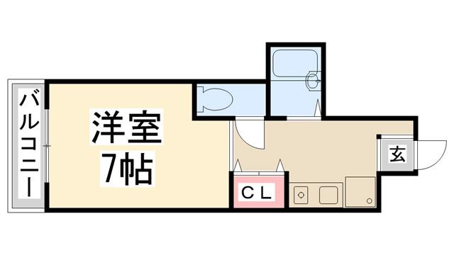 ディアコート川西弐番館(1K/4階)の間取り写真