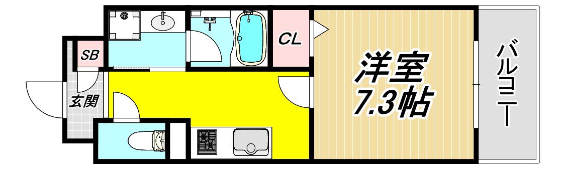 アクシス(1K/4階)の間取り写真