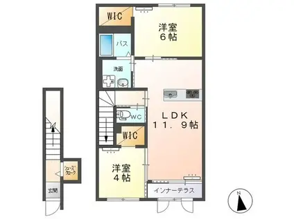 クレーネ B(2LDK/2階)の間取り写真