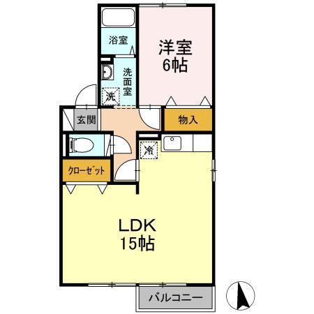 グランドゥール本城(1LDK/2階)の間取り写真