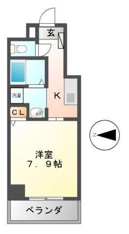 アーバンフラッツ伏見(1K/11階)の間取り写真