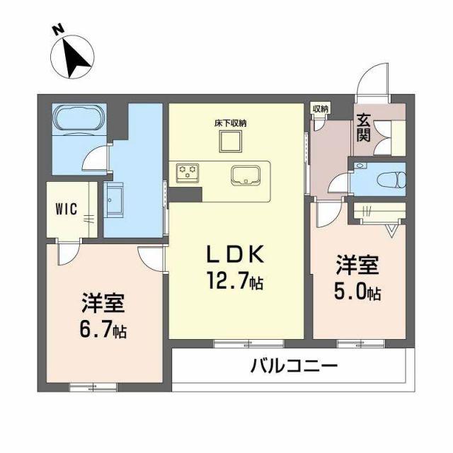 シャーメゾン下荒田(2LDK/1階)の間取り写真