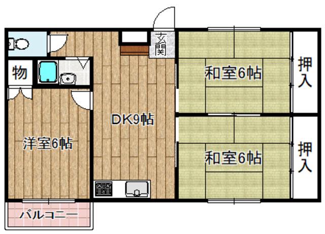 西町ロイヤルマンション(3DK/1階)の間取り写真