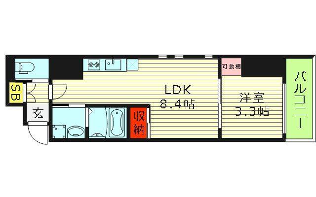 レシオス桜ノ宮THE FIRST(1LDK/8階)の間取り写真
