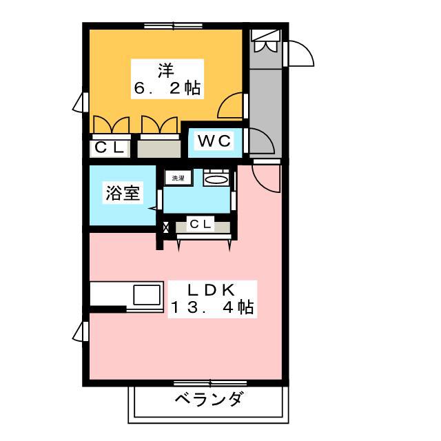 アカンサスIII(1LDK/1階)の間取り写真