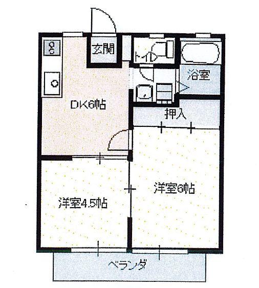 サンライフ新涯(2DK/2階)の間取り写真