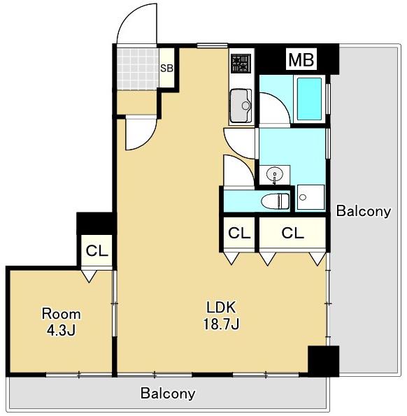 目黒ロイヤルプラザ(1LDK/5階)の間取り写真