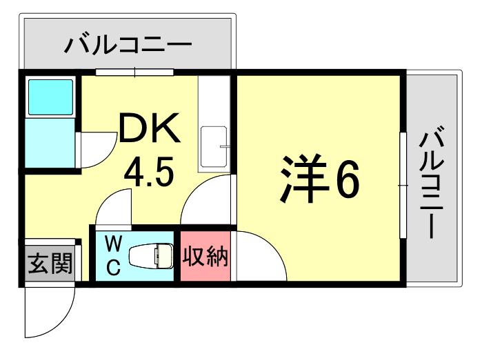 プラム住吉(1DK/4階)の間取り写真