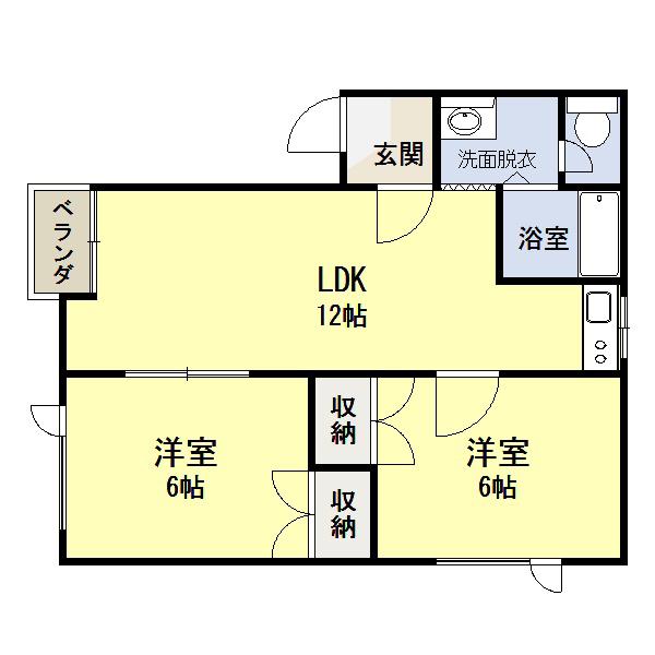 レジデンスマンワIV(2LDK/2階)の間取り写真