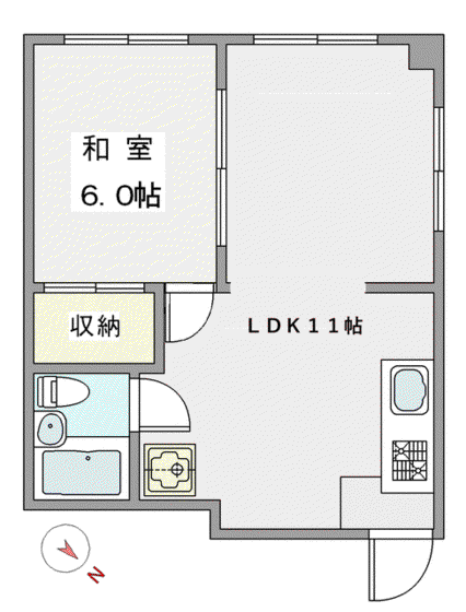 UTビル(1LDK/3階)の間取り写真