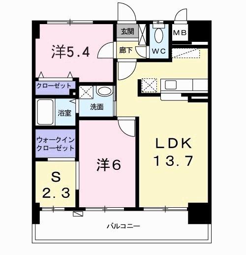 スカイシャトレ空港南(2SLDK/2階)の間取り写真