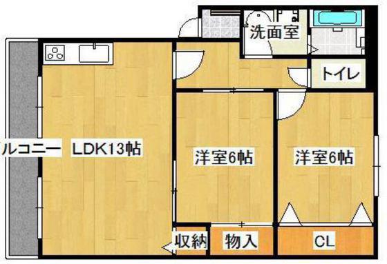 ウィンベルあかね(2LDK/1階)の間取り写真