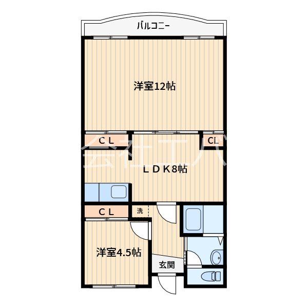 ハイムアズマ(2LDK/4階)の間取り写真