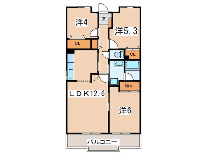 サンヒルズ天神(3LDK/2階)の間取り写真
