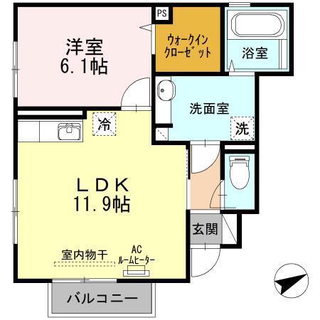アビタシオン(1LDK/1階)の間取り写真