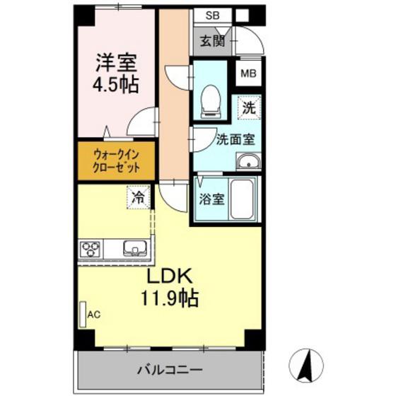 グランメゾン宮内(1LDK/2階)の間取り写真