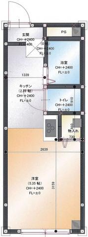エンゼルメゾン(1K/2階)の間取り写真