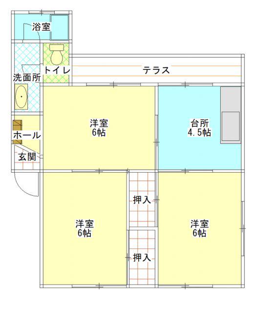 コーポラスふじ(3DK/2階)の間取り写真