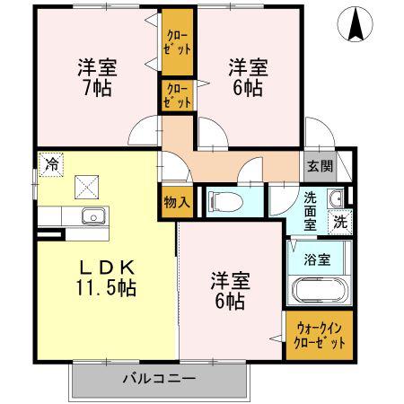 コンフォートTII(3LDK/1階)の間取り写真
