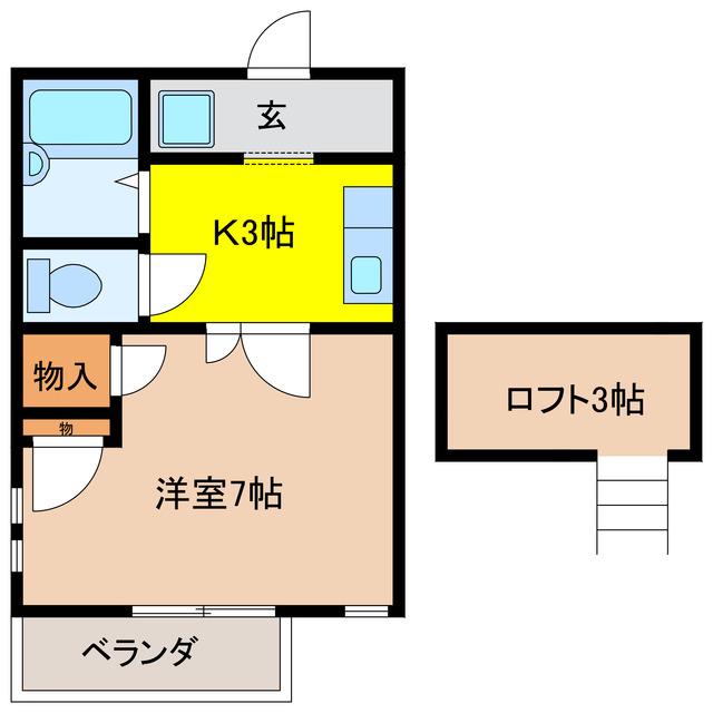 ビレッジK2(1K/2階)の間取り写真
