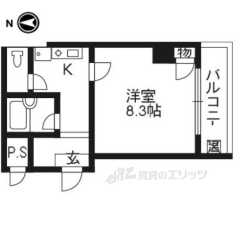 MMS-1(1K/8階)の間取り写真