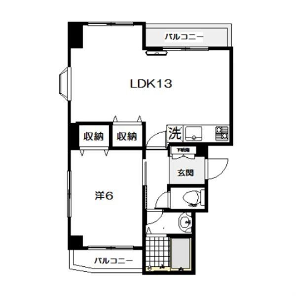 ステップ宮前(1LDK/1階)の間取り写真