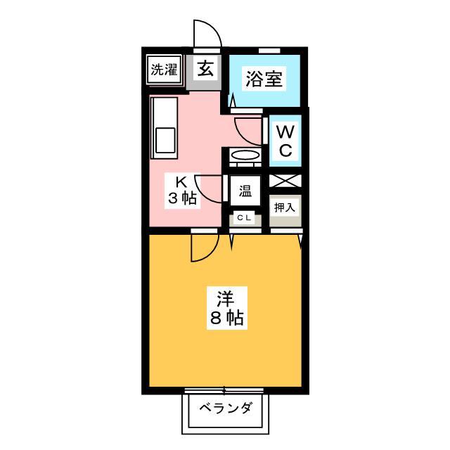 エスポワール真弓(1K/2階)の間取り写真