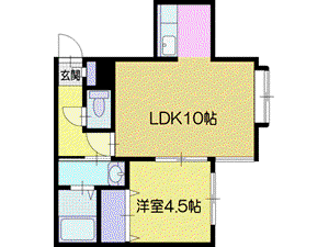クレセール清田(1LDK/3階)の間取り写真