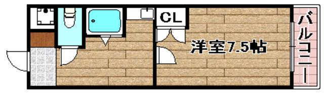 ステュディオYURI(1K/1階)の間取り写真
