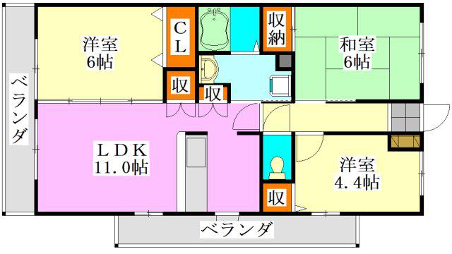 グランドゥールレジデンス田園(3LDK/4階)の間取り写真
