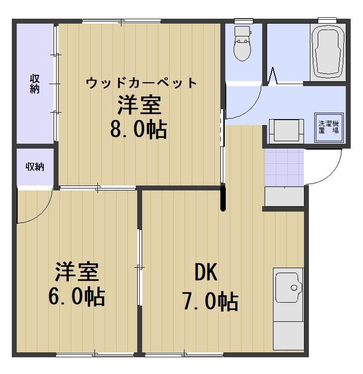 コーポラス横井 B棟(2DK/1階)の間取り写真