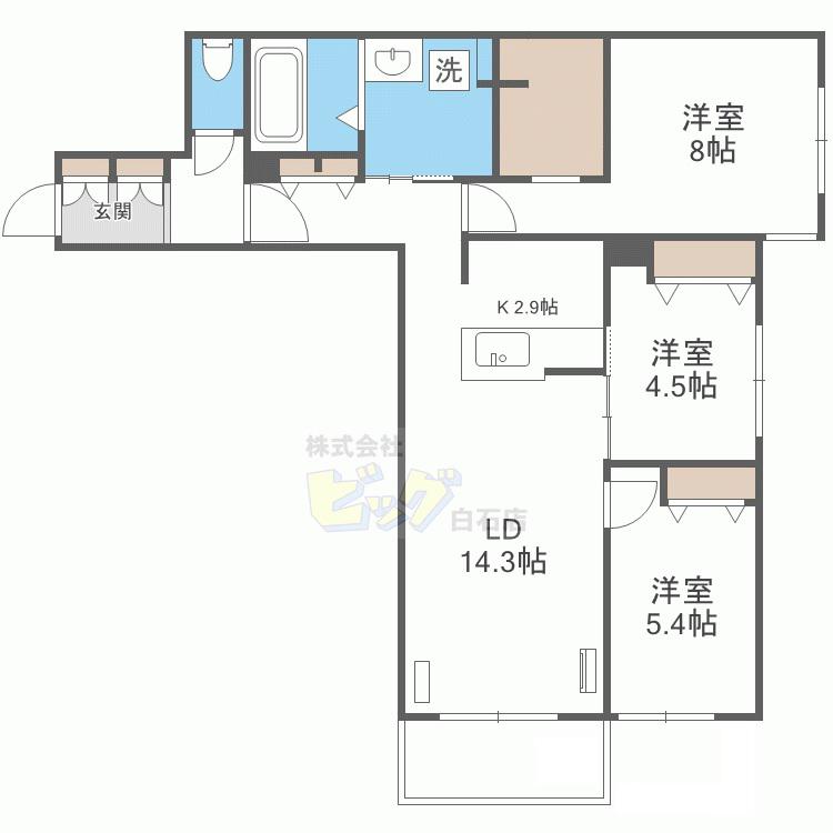 CRESCENDO月寒西(3LDK/2階)の間取り写真