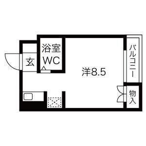 泉町ハイツ(ワンルーム/4階)の間取り写真