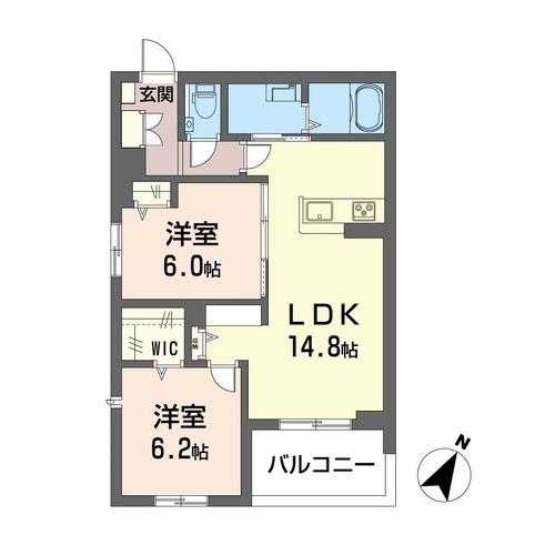 シャーメゾン天久保(2LDK/4階)の間取り写真