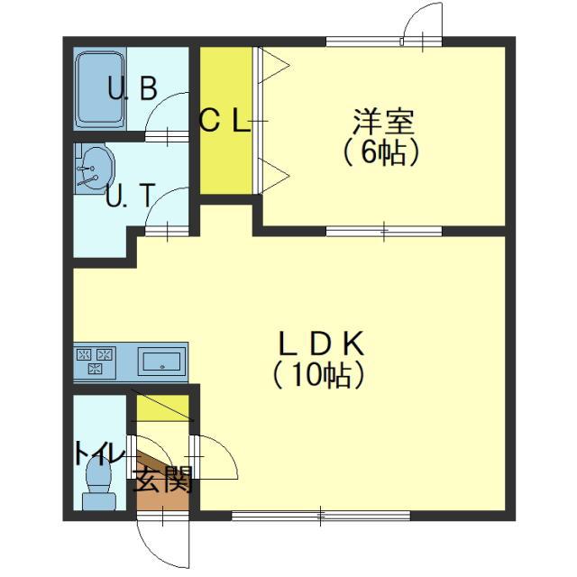 ノースシャインK(1LDK/2階)の間取り写真
