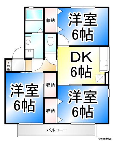 ファミールF(3DK/2階)の間取り写真
