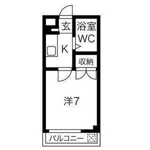 八事イースト(1K/1階)の間取り写真