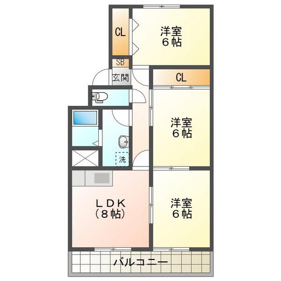 沈まない太陽(3LDK/2階)の間取り写真