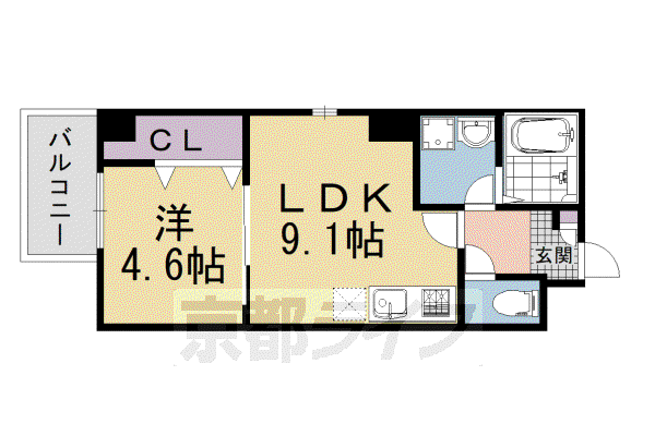 MORE五条II(1LDK/5階)の間取り写真
