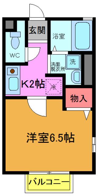 ハイム山手A(1K/2階)の間取り写真