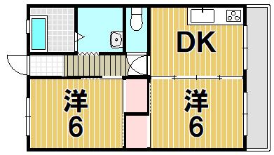 五泉ロイヤルマンション リ フ ォ ー ム 済 み(2DK/3階)の間取り写真