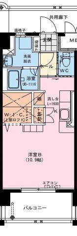 アクア広島(ワンルーム/9階)の間取り写真