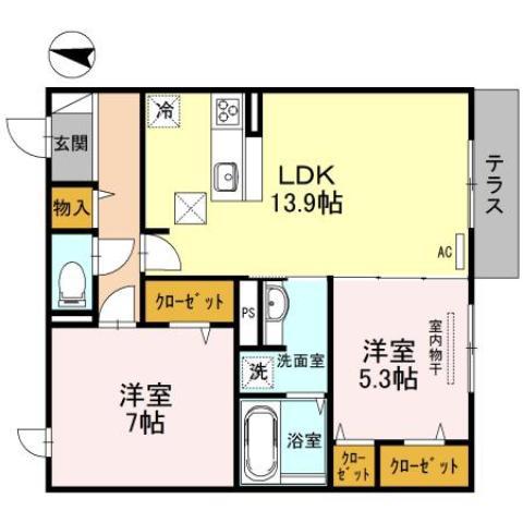 セジュール春日(2LDK/1階)の間取り写真