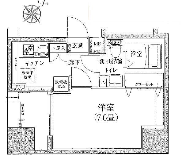 アイルプレミアム千駄木(1K/3階)の間取り写真