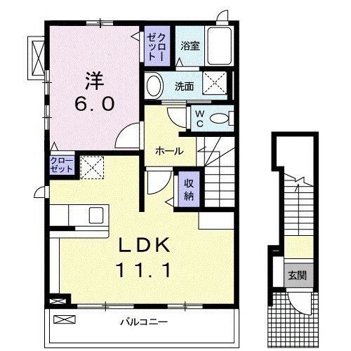 LUANA-NA(1LDK/2階)の間取り写真