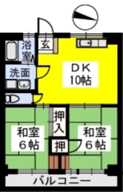 コーポのなか(2LDK/4階)の間取り写真