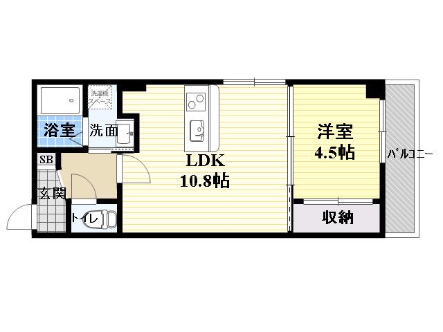 ラ・フェリシア東中浜(1LDK/3階)の間取り写真
