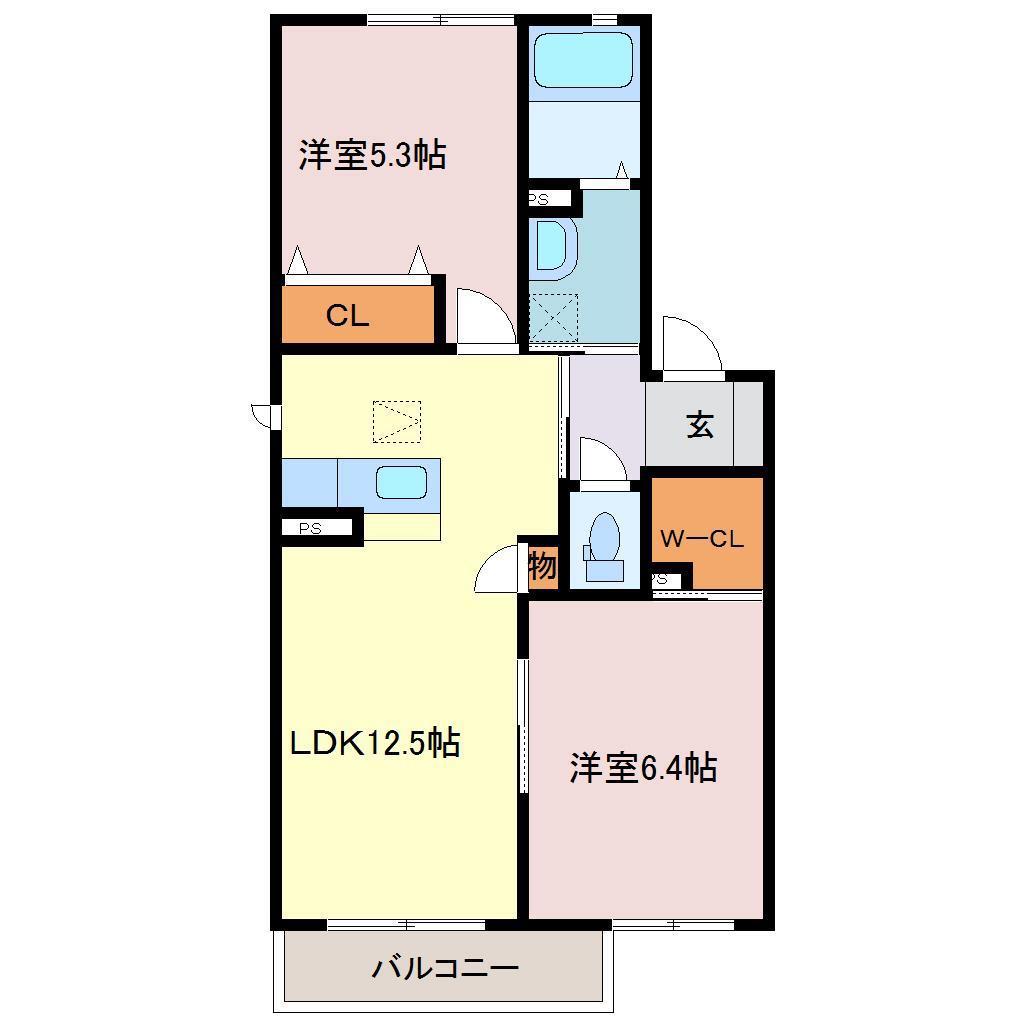 NKポラリスII(2LDK/2階)の間取り写真