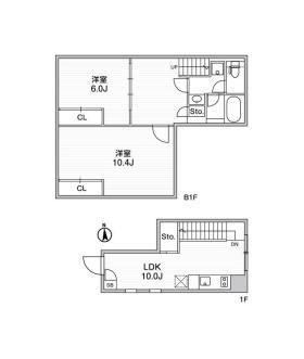 ルクレ自由が丘(2LDK/1階)の間取り写真